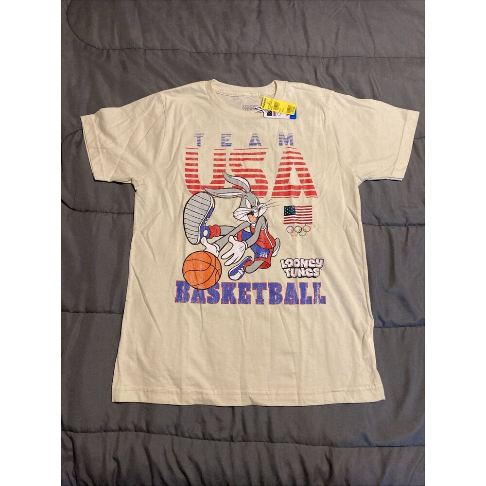 Looney Tunes x Team USA Bugs Bunny Basketball Graphic Tee Shirt Youth Large NWT